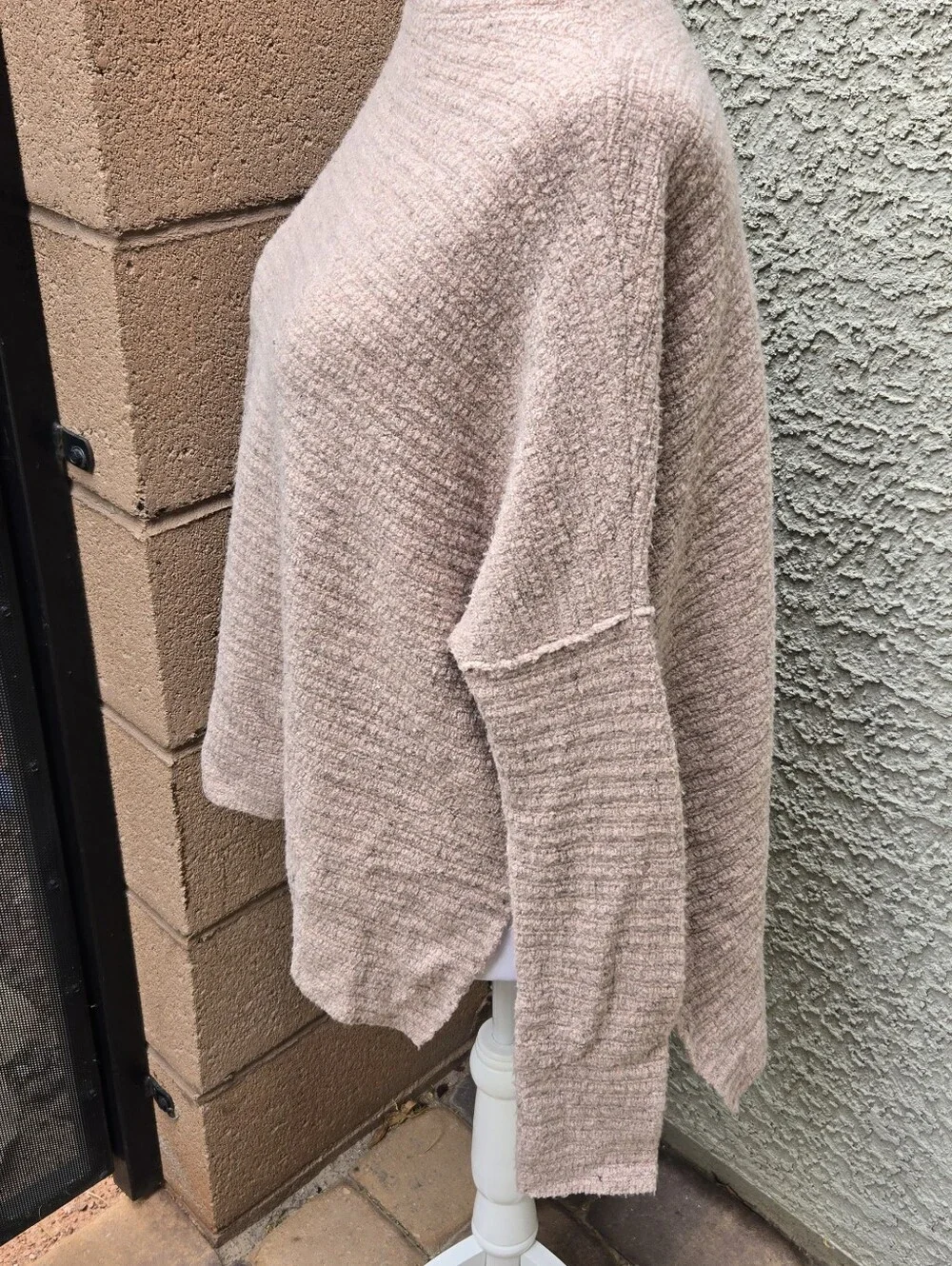 Free People Arctic Fox Oversized Dusty Pink Knit Sweater with Back Zip